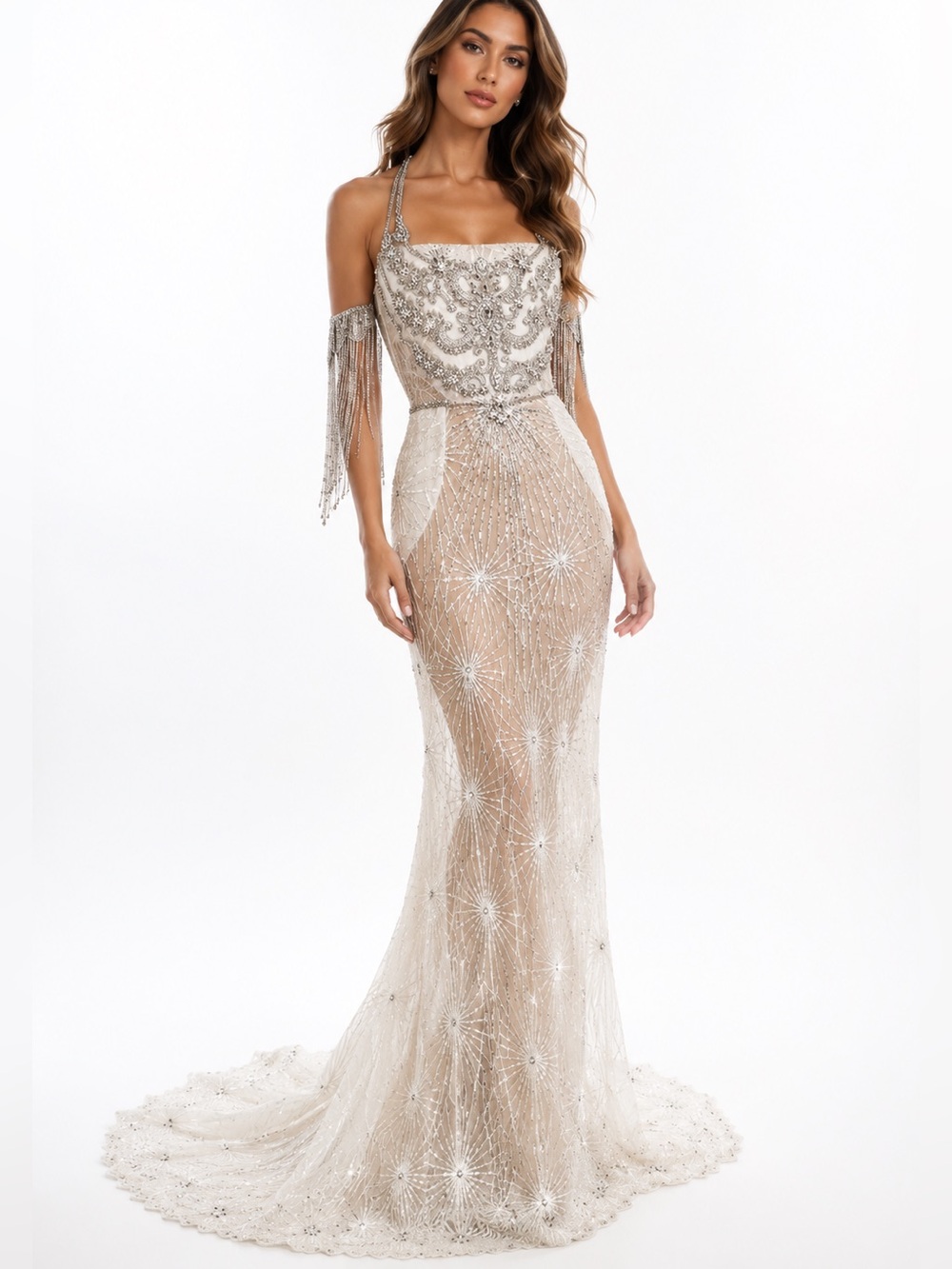 Lucia’s Sarto MIRABELLA wedding Rhinestone starburst gown mermaid